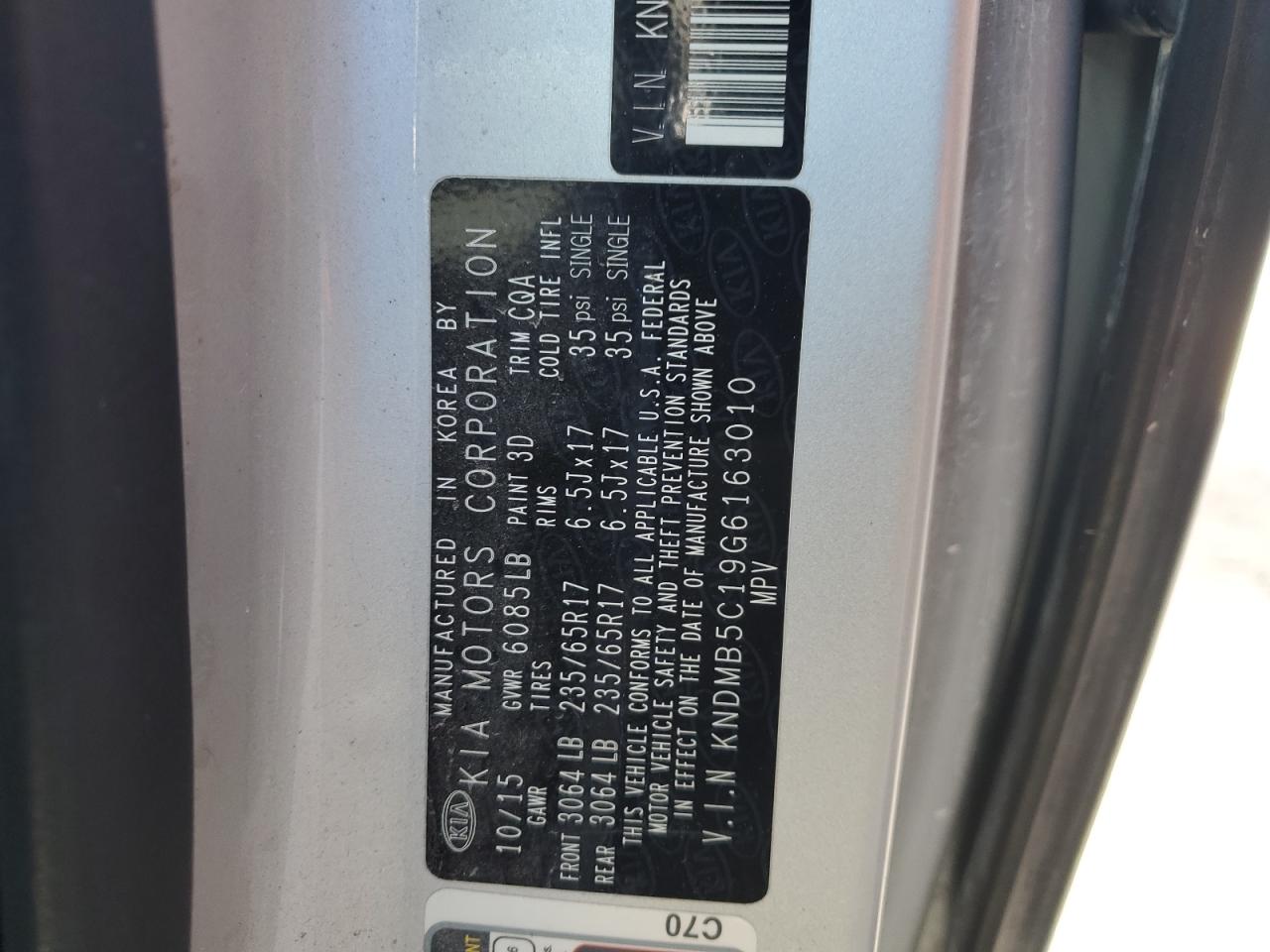 2016 Kia Sedona Lx VIN: KNDMB5C19G6163010 Lot: 90816455