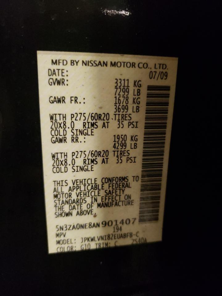 2010 Infiniti Qx56 VIN: 5N3ZA0NE8AN901407 Lot: 93296765