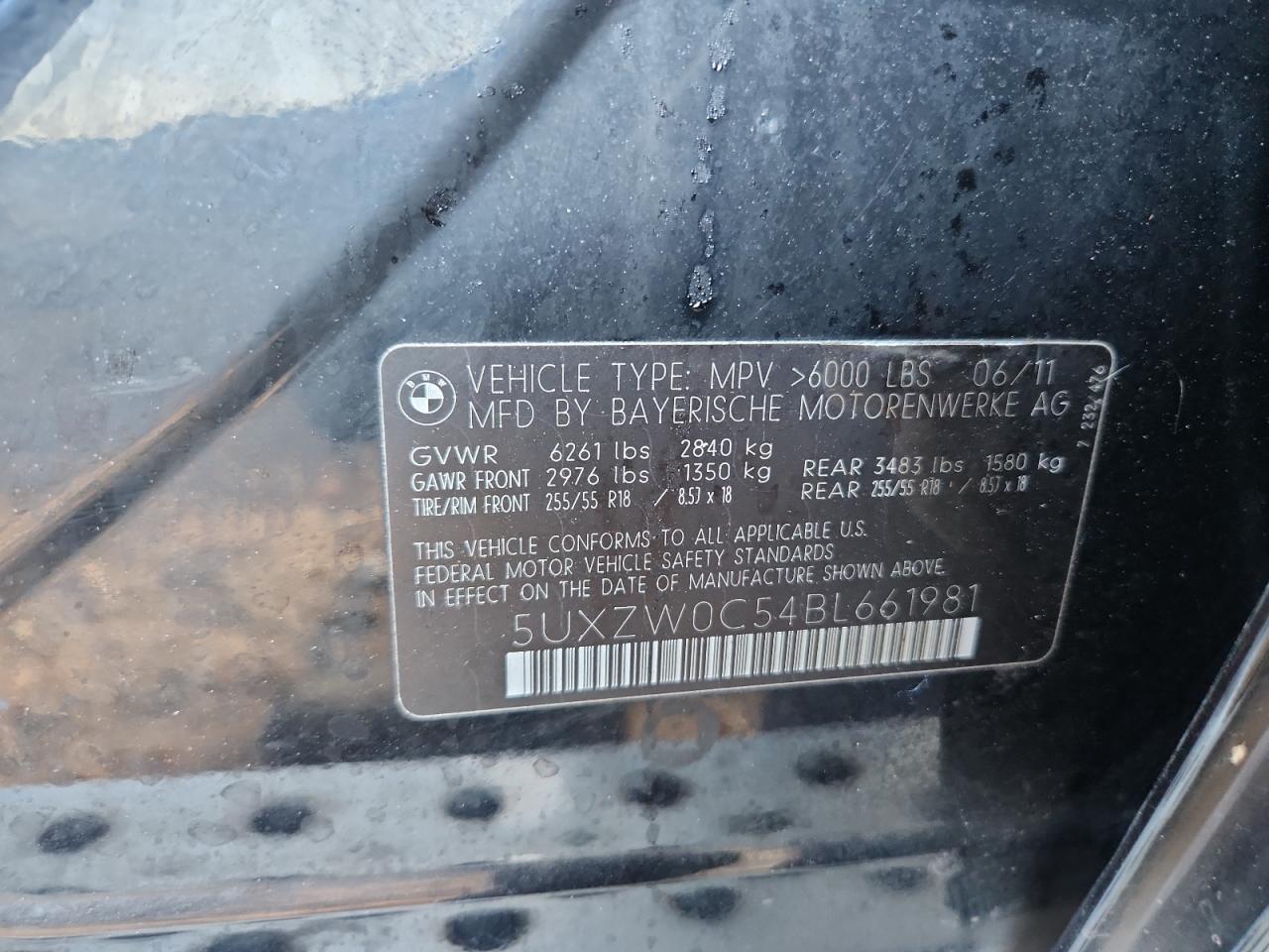 2011 BMW X5 xDrive35D VIN: 5UXZW0C54BL661981 Lot: 91132975