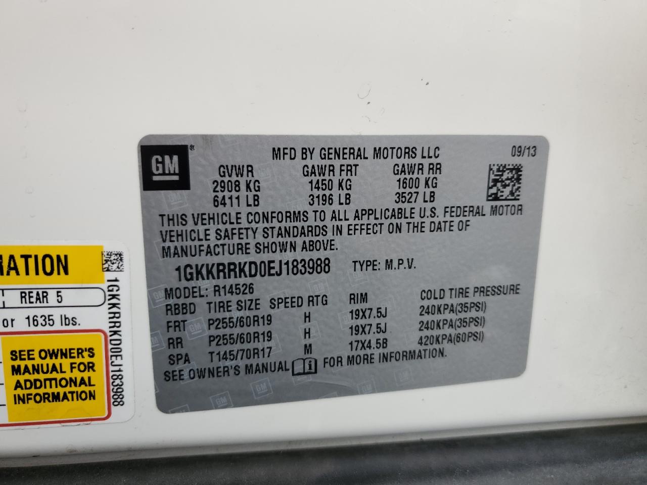 2014 GMC Acadia Slt-1 VIN: 1GKKRRKD0EJ183988 Lot: 91422875