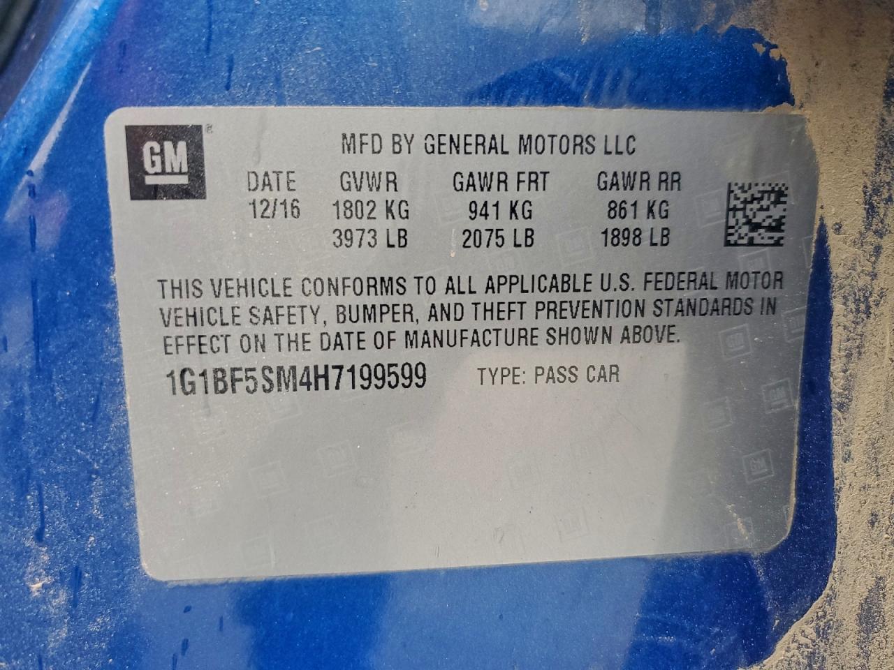 2017 Chevrolet Cruze Premier VIN: 1G1BF5SM4H7199599 Lot: 94077285