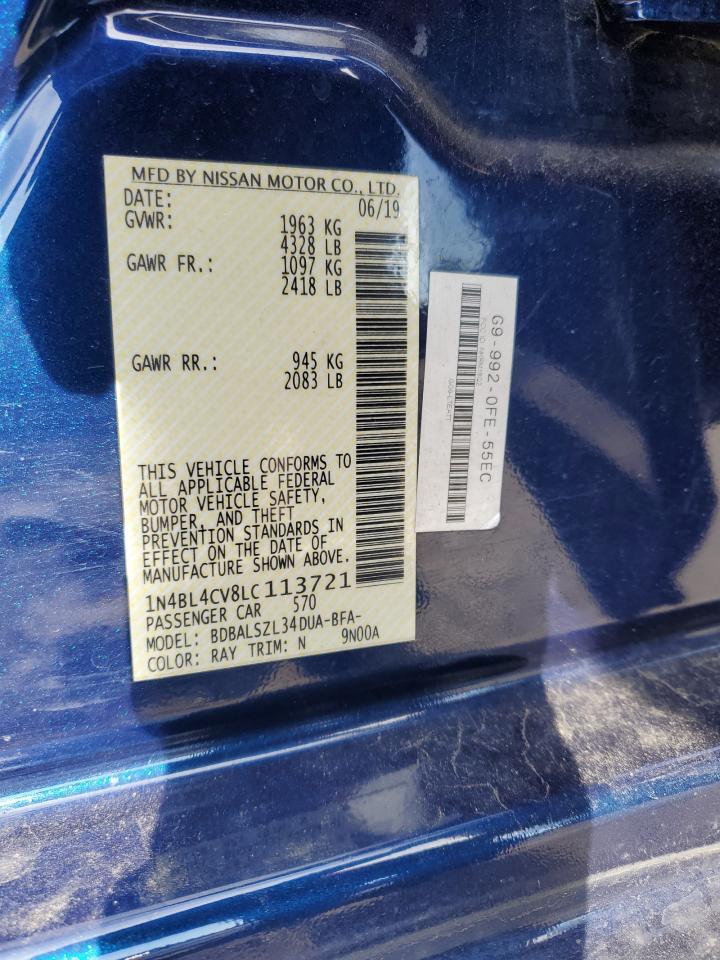 2020 Nissan Altima Sr VIN: 1N4BL4CV8LC113721 Lot: 87237995