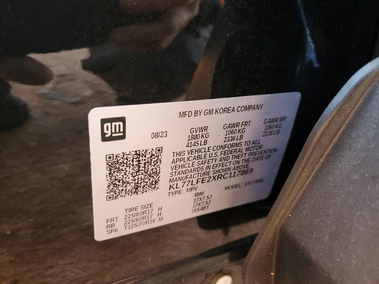 2024 Chevrolet Trax Ls VIN: KL77LFE2XRC117869 Lot: 89915895