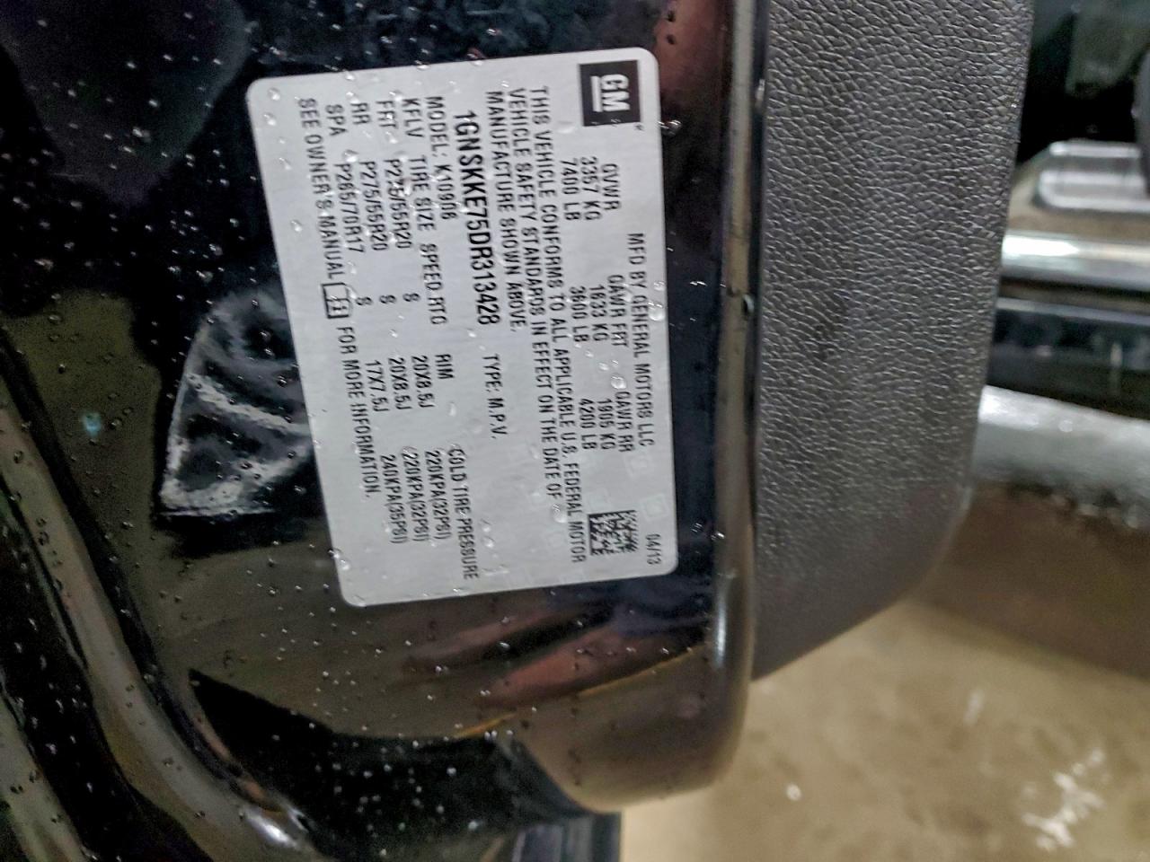 2013 Chevrolet Suburban K1500 Ltz VIN: 1GNSKKE75DR313428 Lot: 93354985