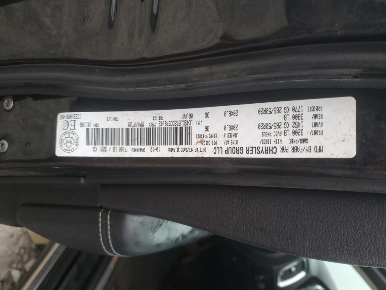 2013 Dodge Durango Citadel VIN: 1C4SDJET2DC578143 Lot: 93210685