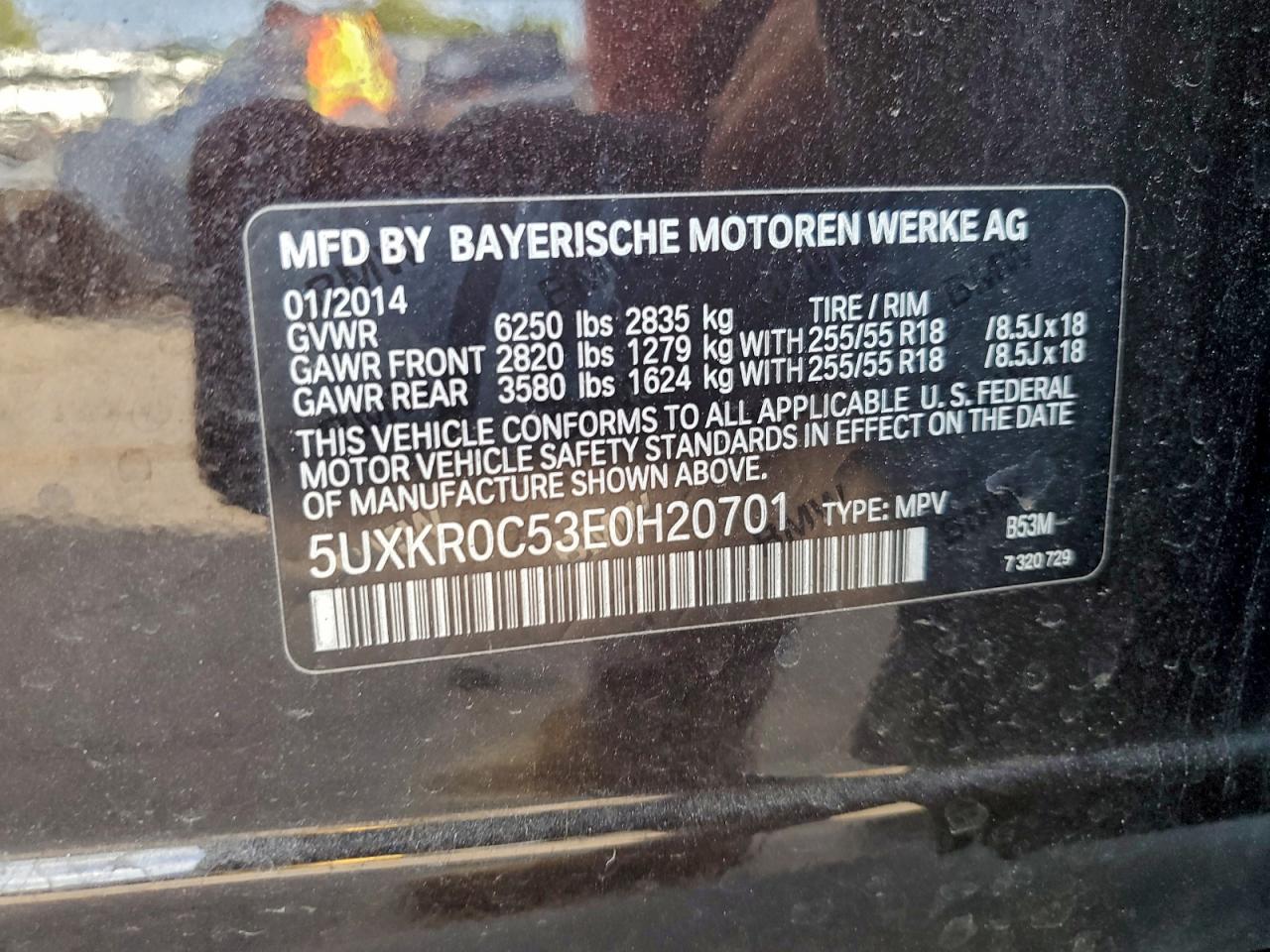 2014 BMW X5 xDrive35I VIN: 5UXKR0C53E0H20701 Lot: 94171695