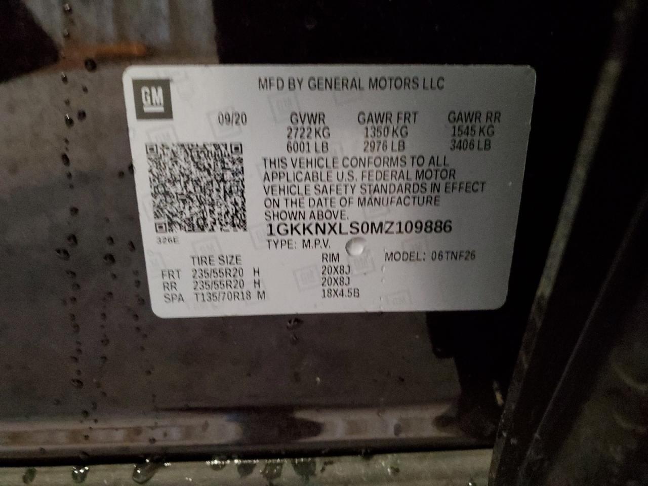 2021 GMC Acadia Denali VIN: 1GKKNXLS0MZ109886 Lot: 93042625