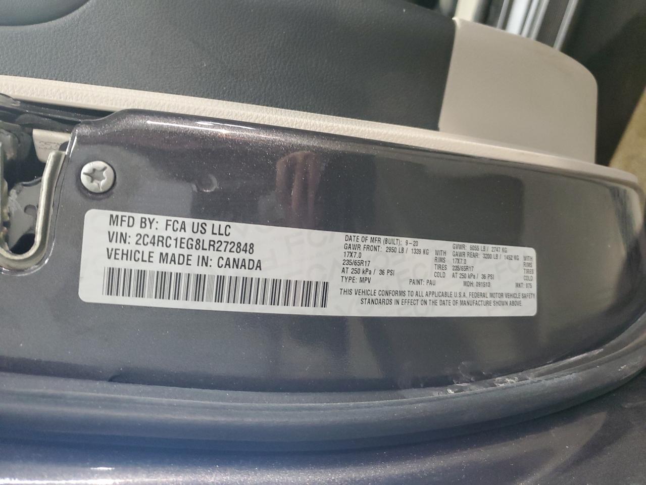 2020 Chrysler Pacifica Touring L Plus VIN: 2C4RC1EG8LR272848 Lot: 91485085