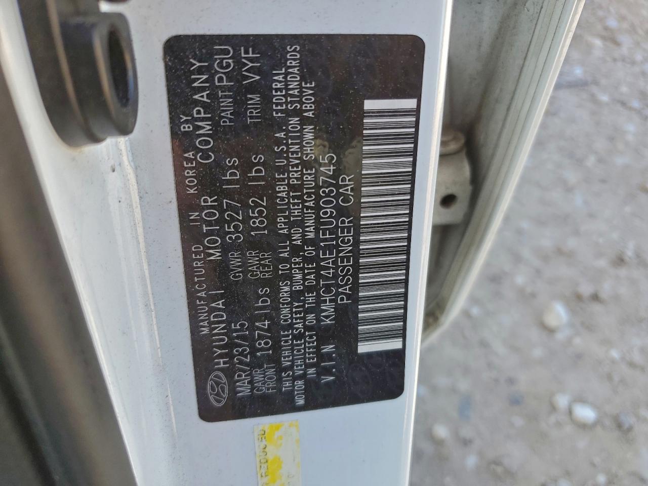 2015 Hyundai Accent Gls VIN: KMHCT4AE1FU903745 Lot: 93152255