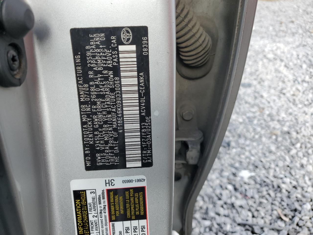 2009 Toyota Camry Base VIN: 4T1BE46K09U330068 Lot: 93260875