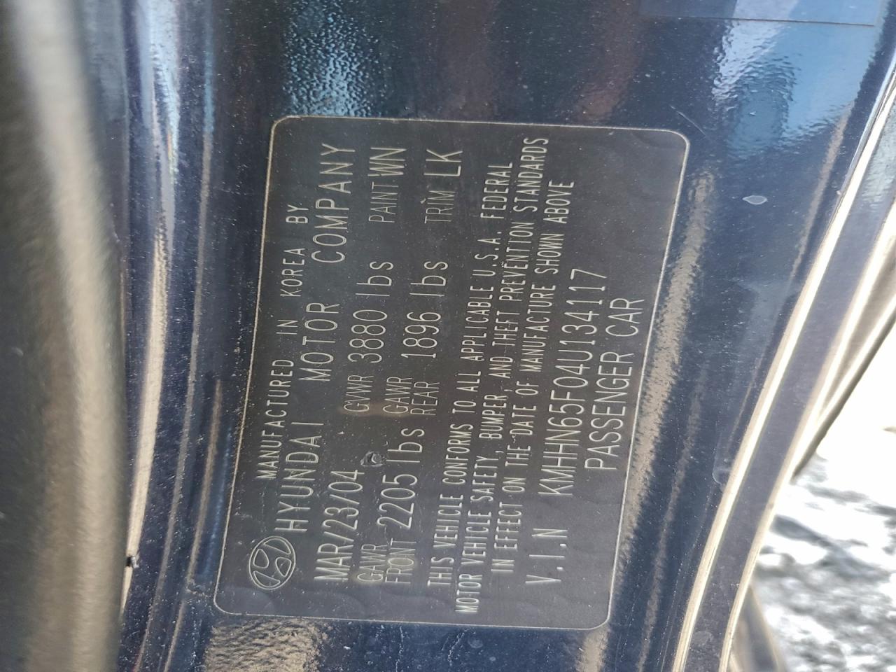 2004 Hyundai Tiburon Gt VIN: KMHHN65F04U134117 Lot: 94875355