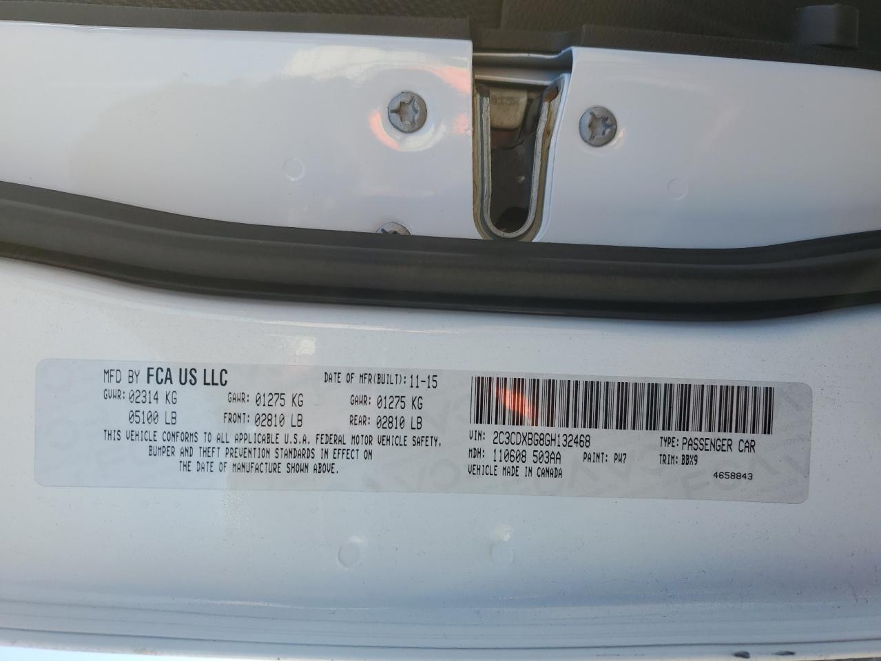 2016 Dodge Charger Se VIN: 2C3CDXBG8GH132468 Lot: 92239425