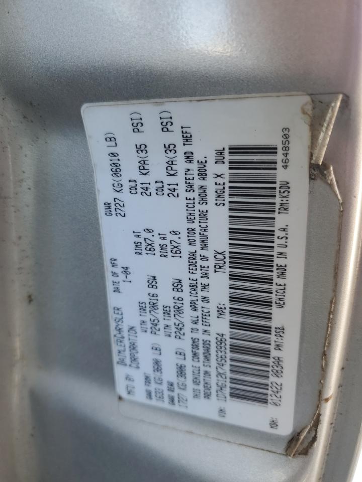 2004 Dodge Dakota Sxt VIN: 1D7HG12K74S639964 Lot: 93008855