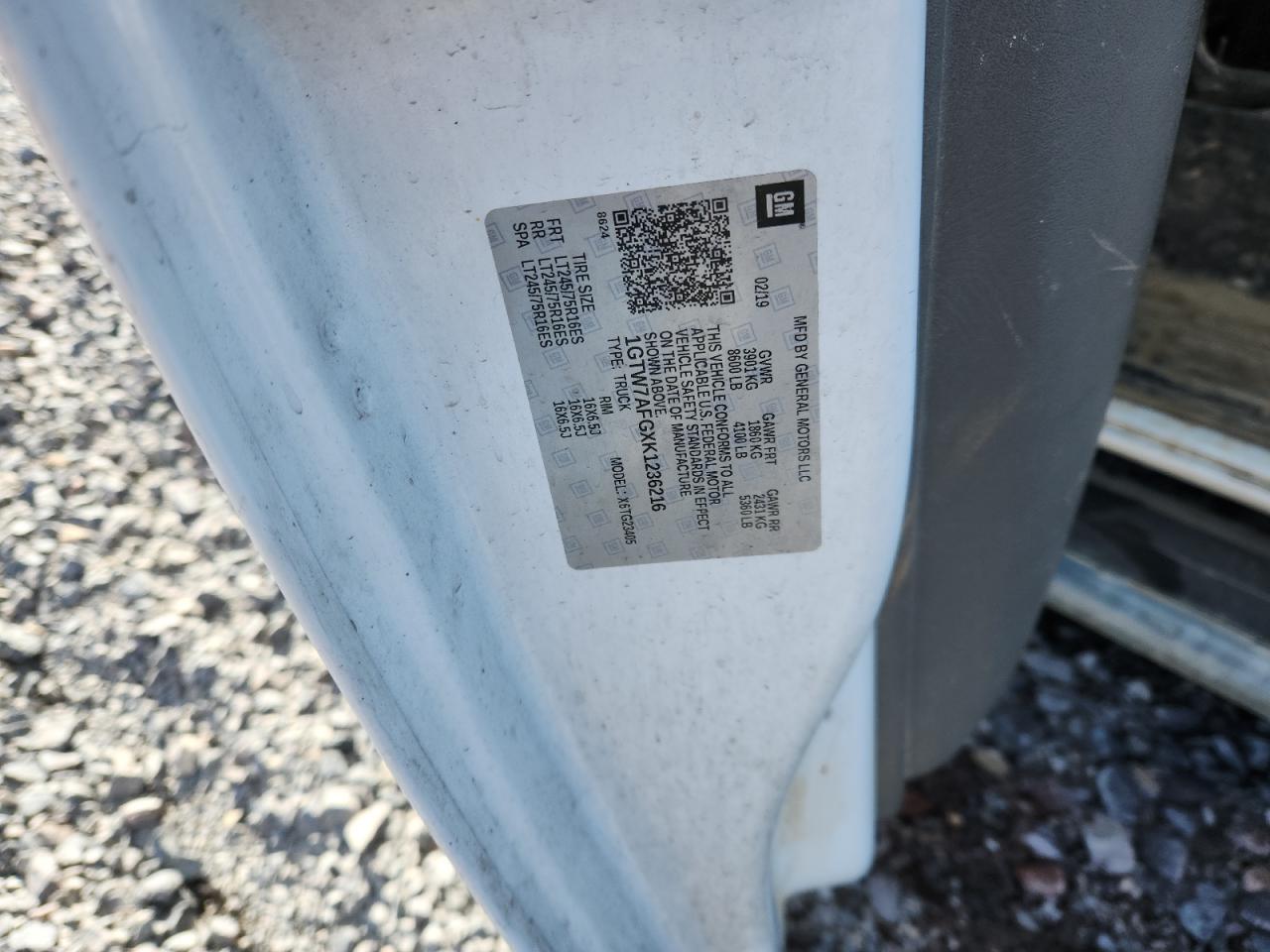 2019 GMC Savana G2500 VIN: 1GTW7AFGXK1236216 Lot: 92270335