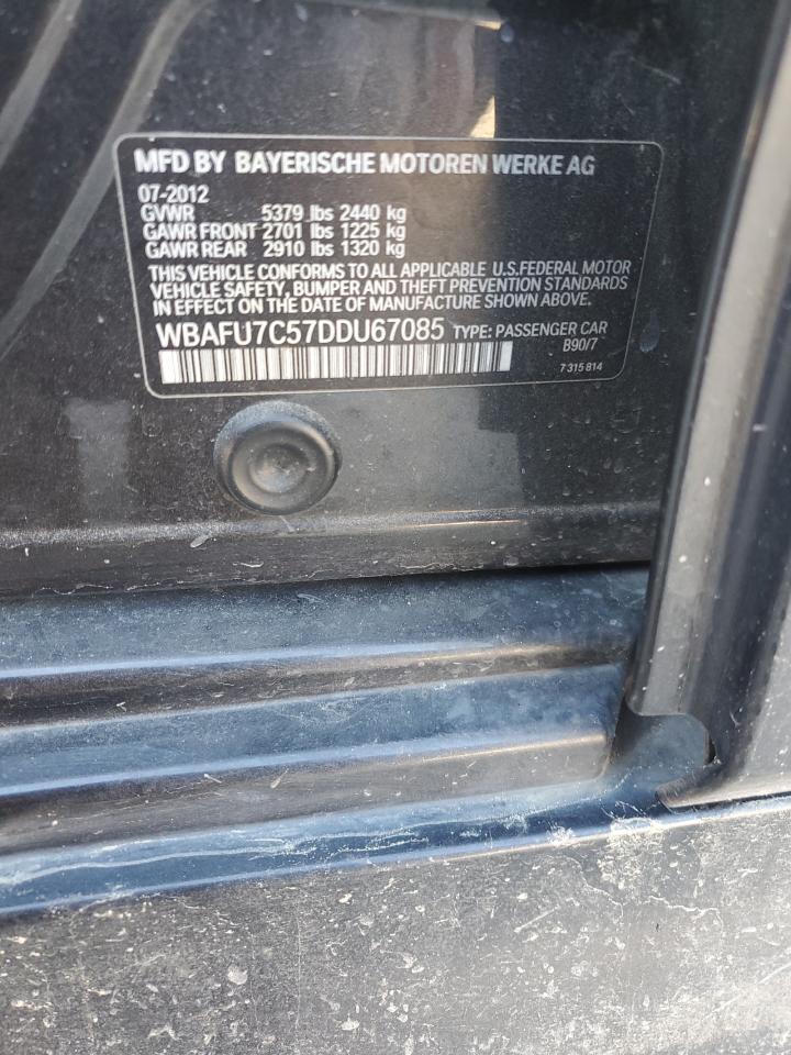 2013 BMW 535 Xi VIN: WBAFU7C57DDU67085 Lot: 92709845