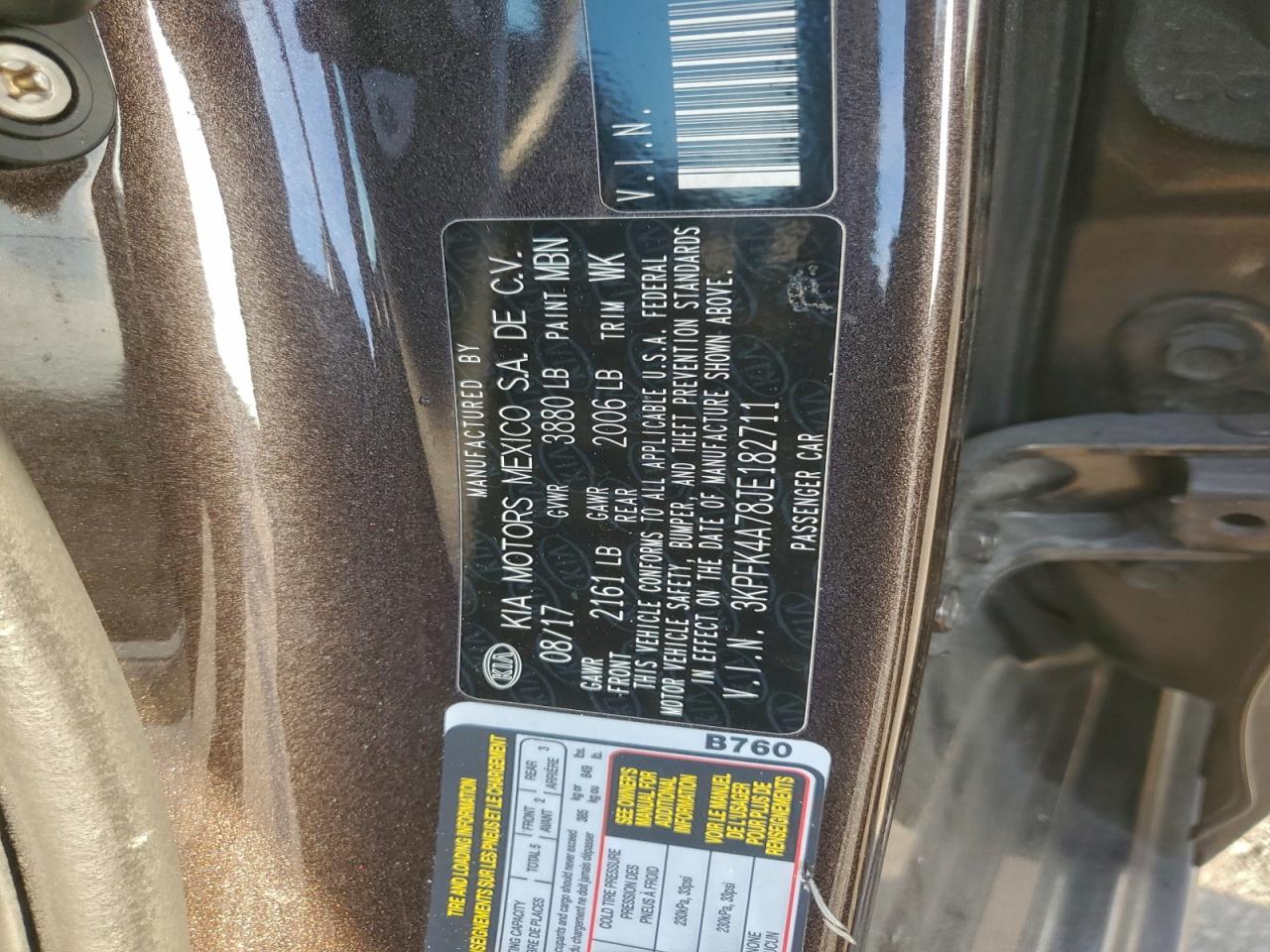 2018 Kia Forte Lx VIN: 3KPFK4A78JE182711 Lot: 93926125