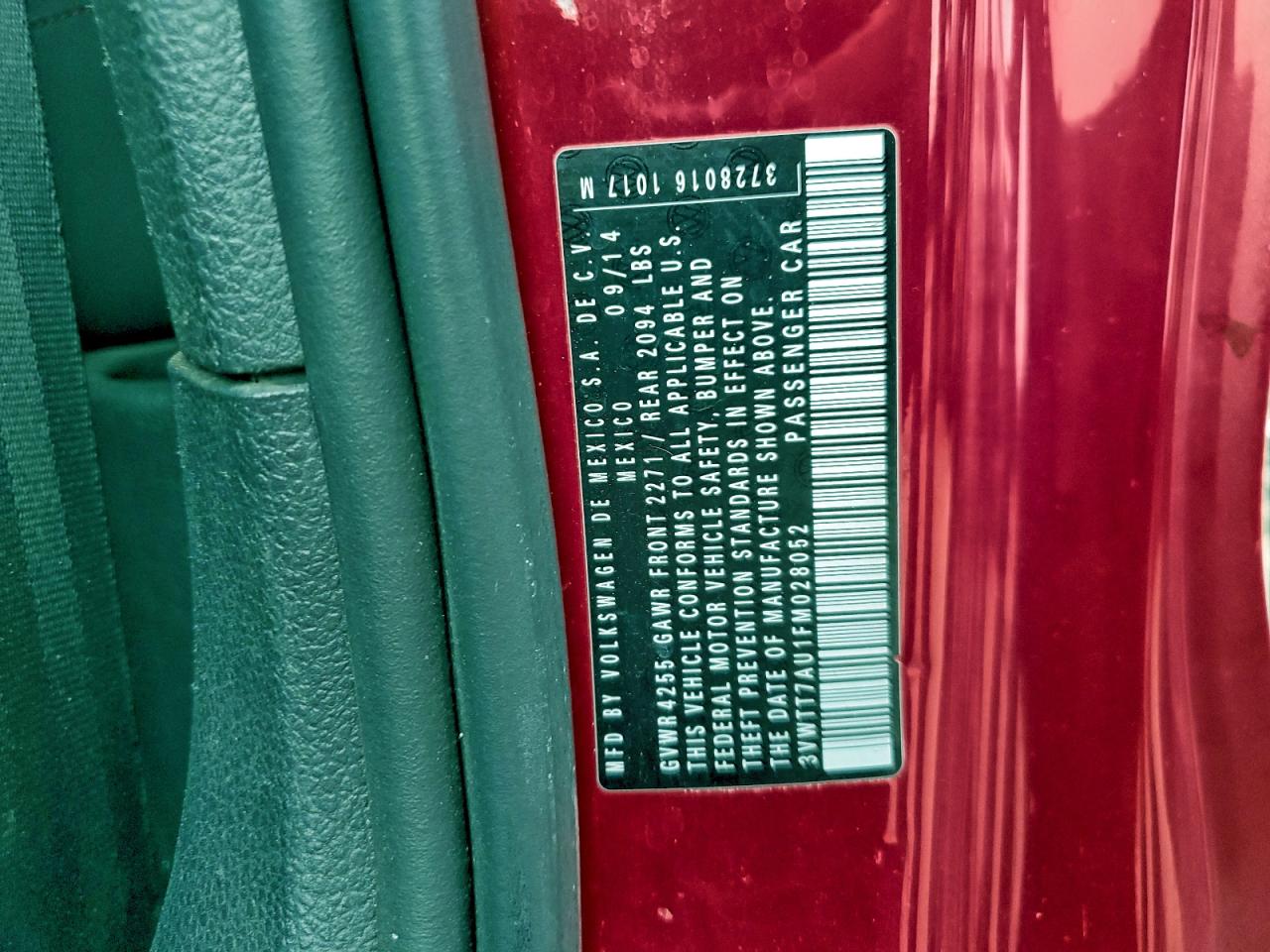 2015 Volkswagen Gti VIN: 3VWTT7AU1FM028052 Lot: 93919725