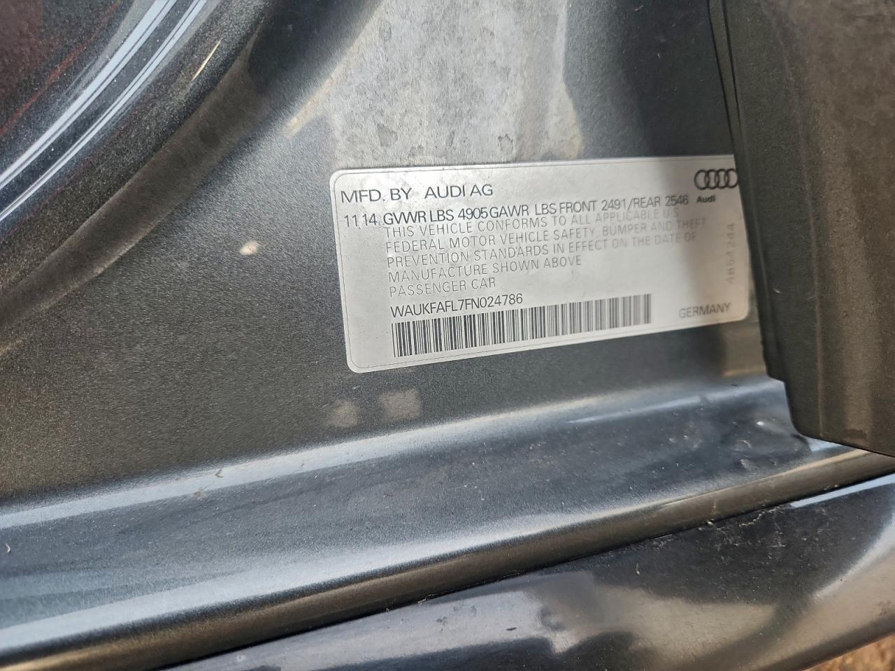 2015 Audi A4 Prestige VIN: WAUKFAFL7FN024786 Lot: 93426755