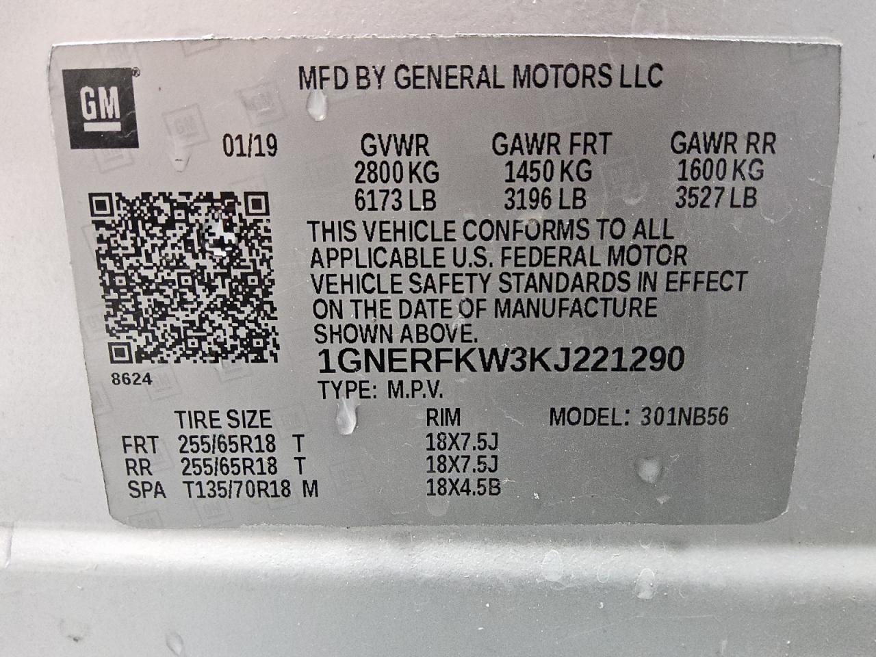 2019 Chevrolet Traverse Ls VIN: 1GNERFKW3KJ221290 Lot: 92646855