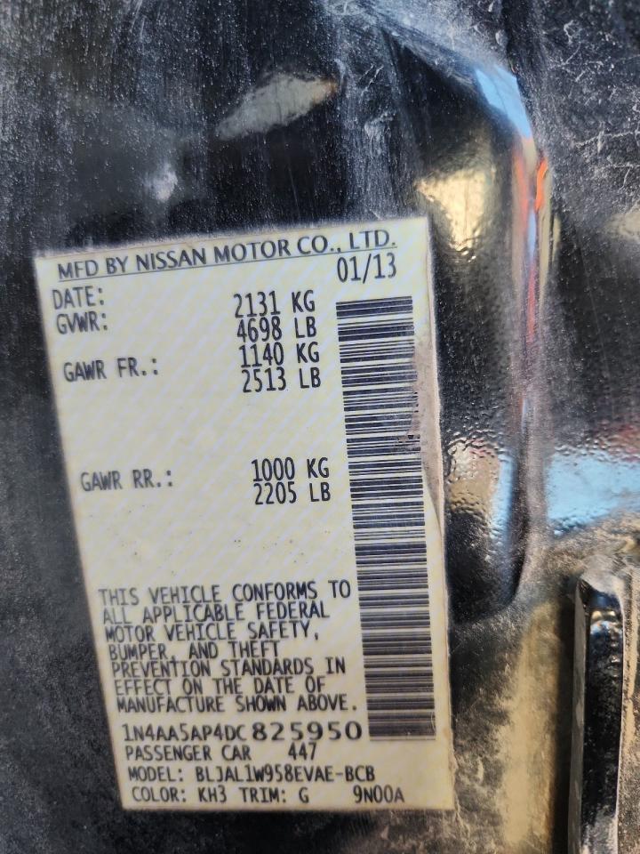 2013 Nissan Maxima S VIN: 1N4AA5AP4DC825950 Lot: 91877105