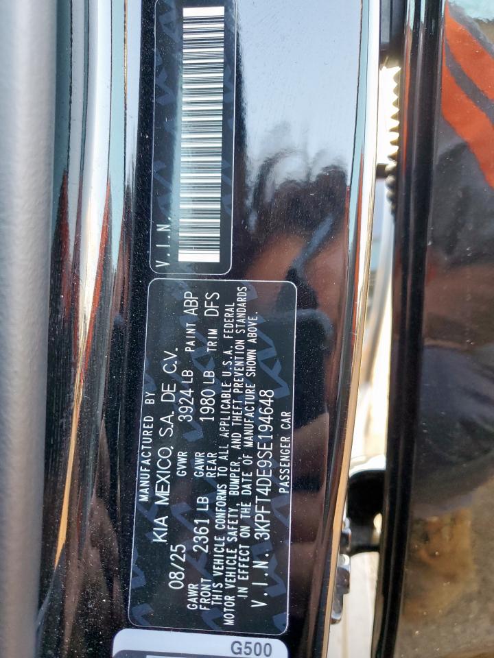 2025 Kia K4 Lx VIN: 3KPFT4DE9SE194648 Lot: 92738005