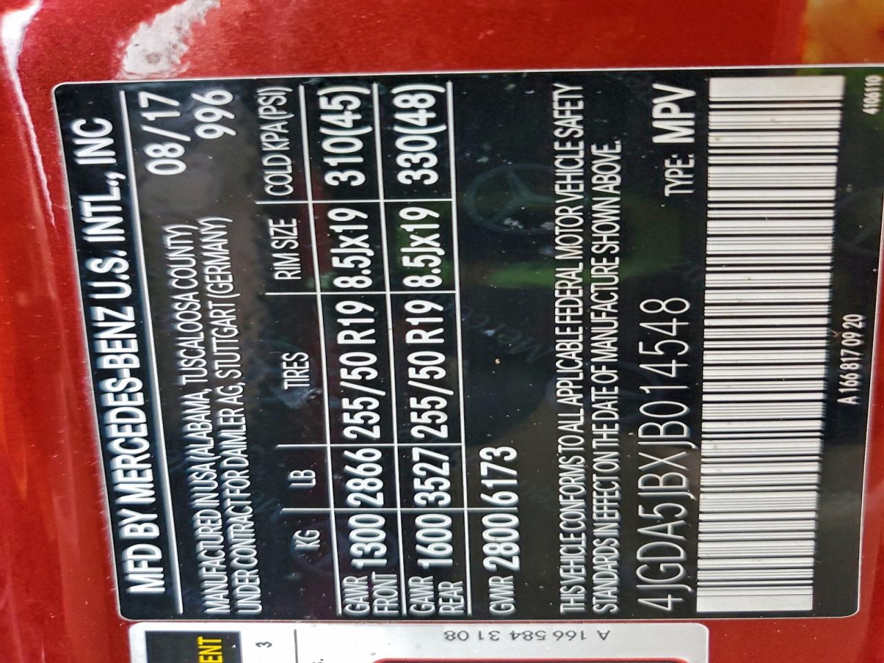 2018 Mercedes-Benz Gle 350 VIN: 4JGDA5JBXJB014548 Lot: 94063215