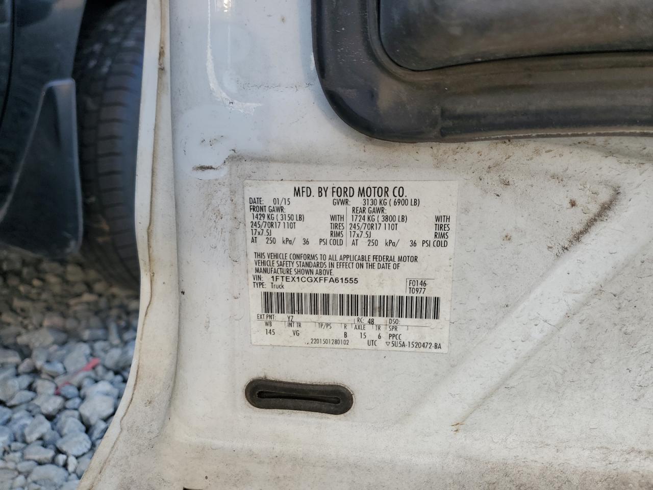 2015 Ford F150 Super Cab VIN: 1FTEX1CGXFFA61555 Lot: 93564465