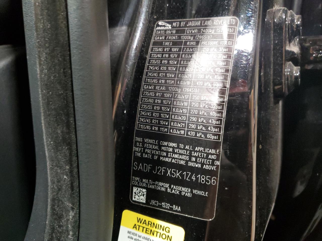 2019 Jaguar E-Pace S VIN: SADFJ2FX5K1Z41856 Lot: 91701685