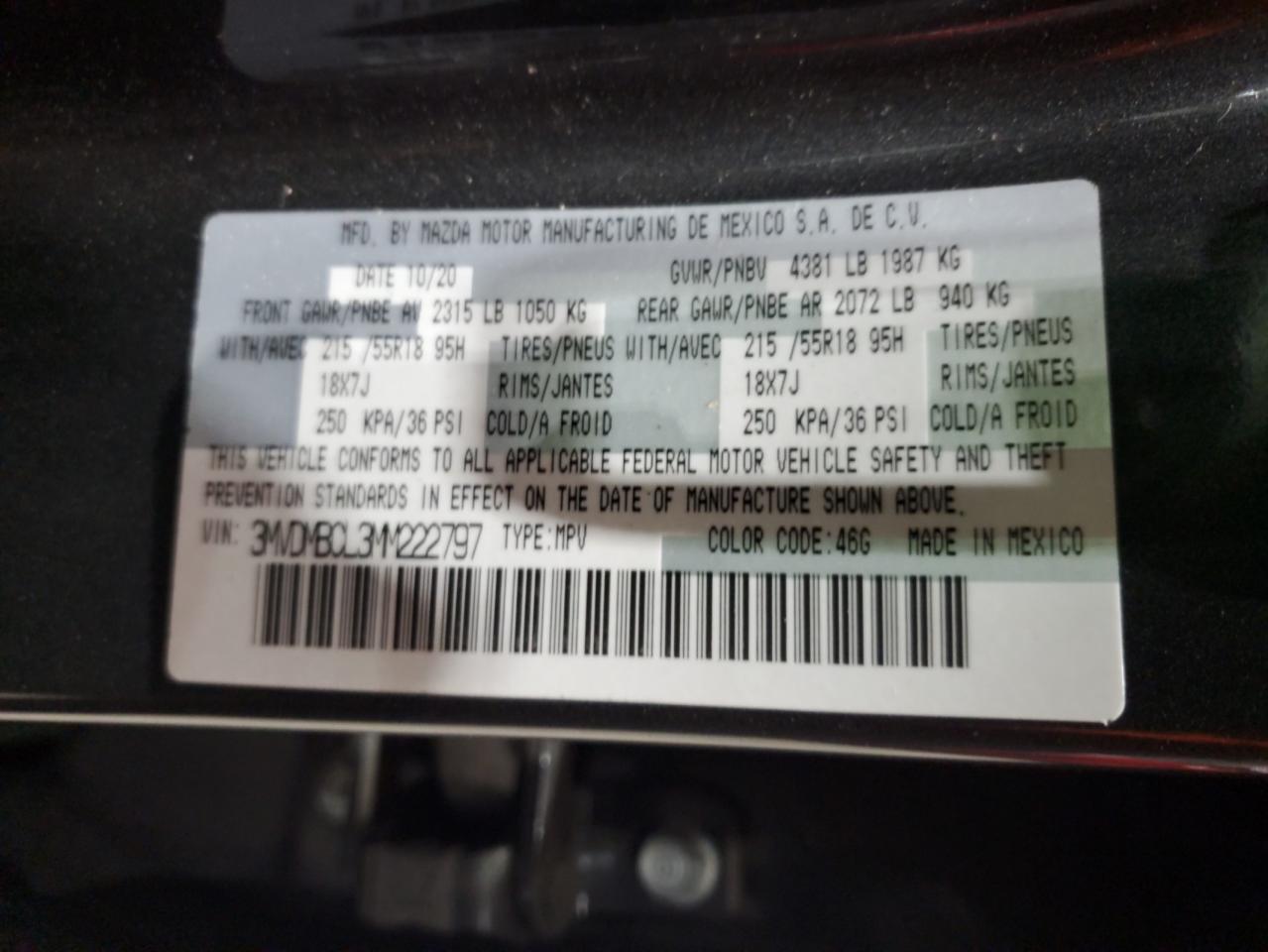 2021 Mazda Cx-30 Preferred VIN: 3MVDMBCL3MM222797 Lot: 92479365