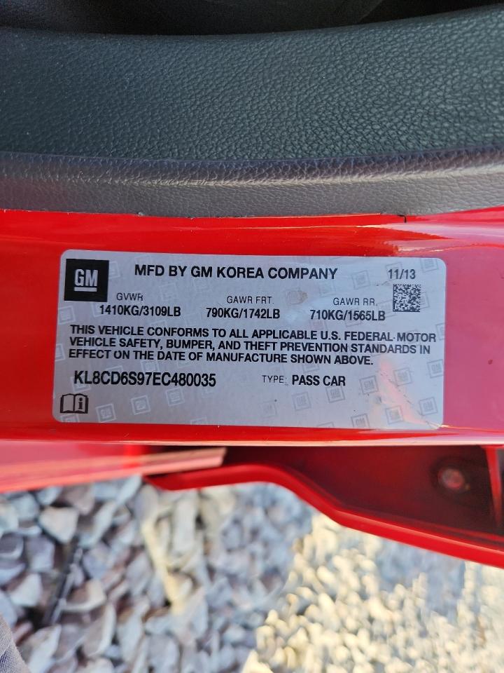 2014 Chevrolet Spark 1Lt VIN: KL8CD6S97EC480035 Lot: 91613435