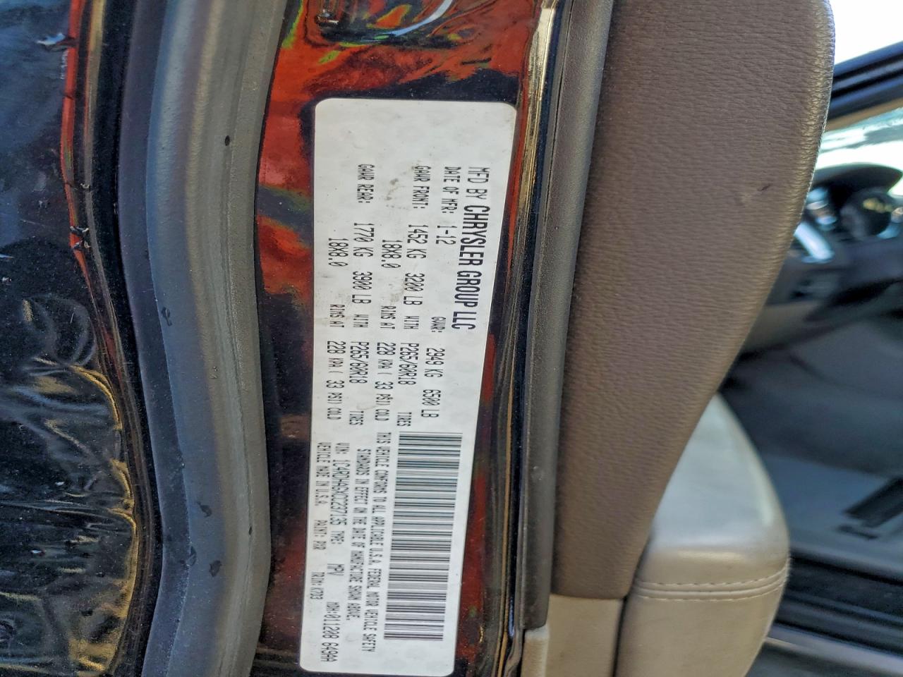 2012 Dodge Durango Sxt VIN: 1C4RDHAGXCC237135 Lot: 94042895