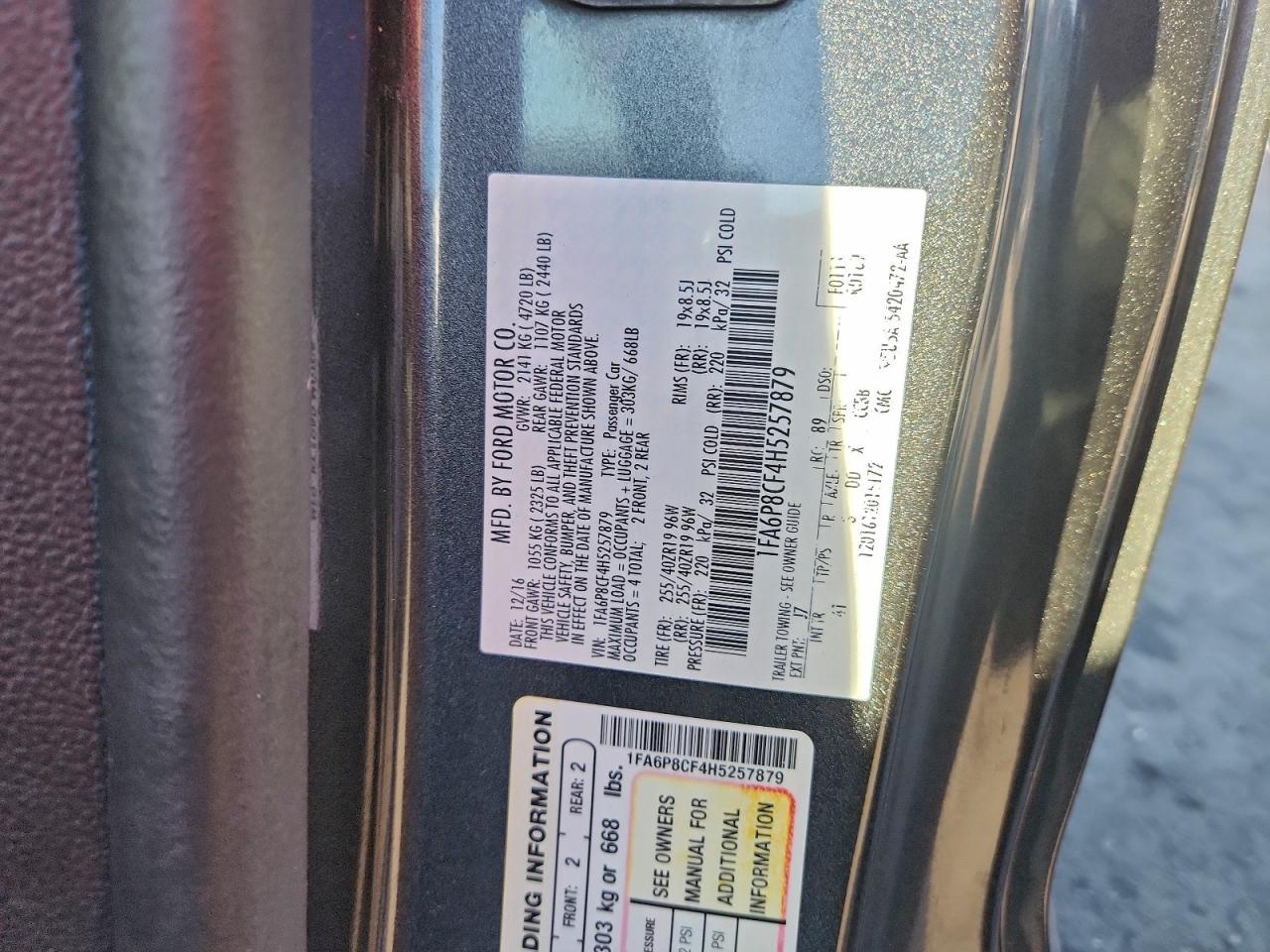 2017 Ford Mustang Gt VIN: 1FA6P8CF4H5257879 Lot: 94275655