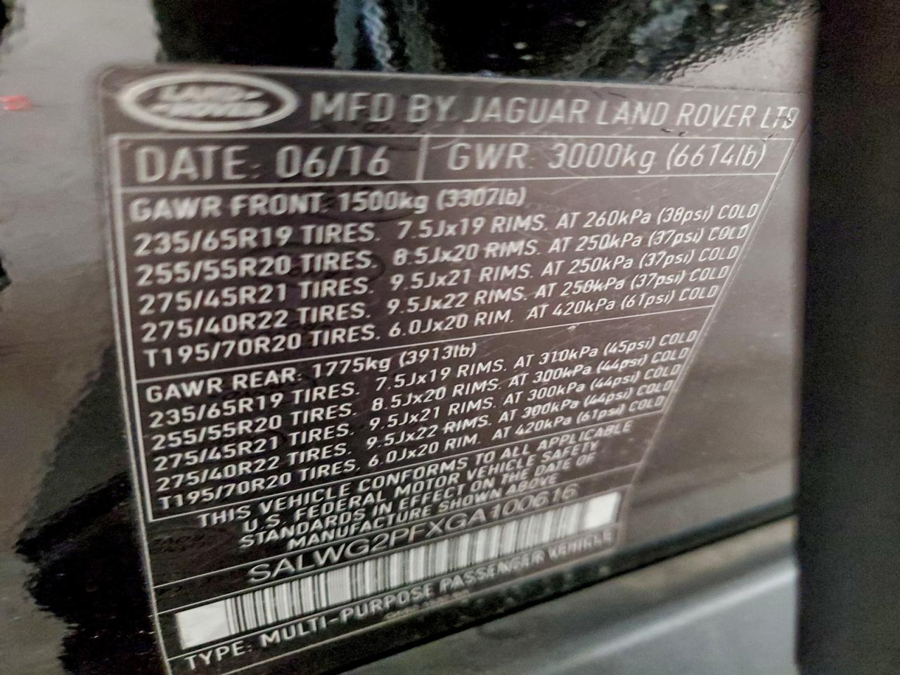 2016 Land Rover Range Rover Sport Se VIN: SALWG2PFXGA100616 Lot: 94146195