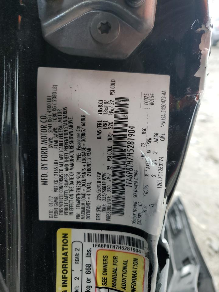 2017 Ford Mustang VIN: 1FA6P8TH7H5281904 Lot: 93373115