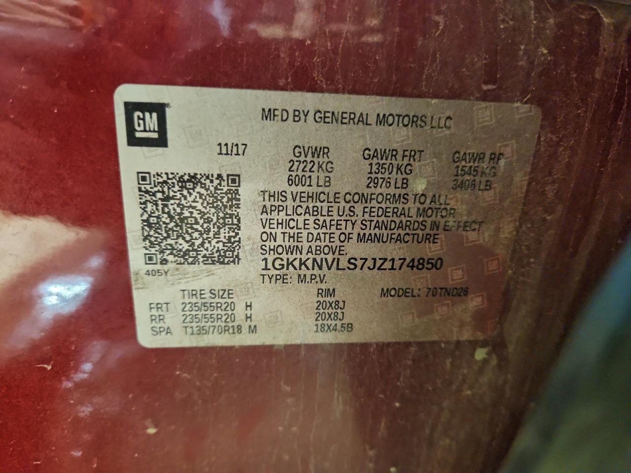 2018 GMC Acadia All Terrain VIN: 1GKKNVLS7JZ174850 Lot: 94762565