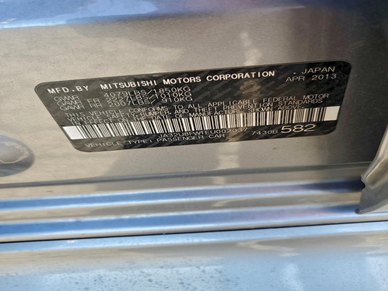 2014 Mitsubishi Lancer Gt VIN: JA32U8FW1EU002037 Lot: 94786625