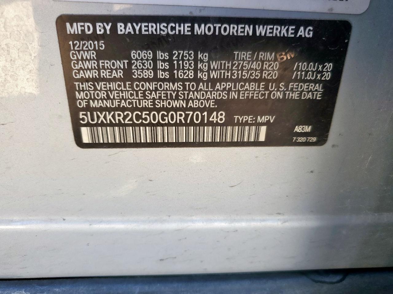 2016 BMW X5 Sdrive35I VIN: 5UXKR2C50G0R70148 Lot: 91677215