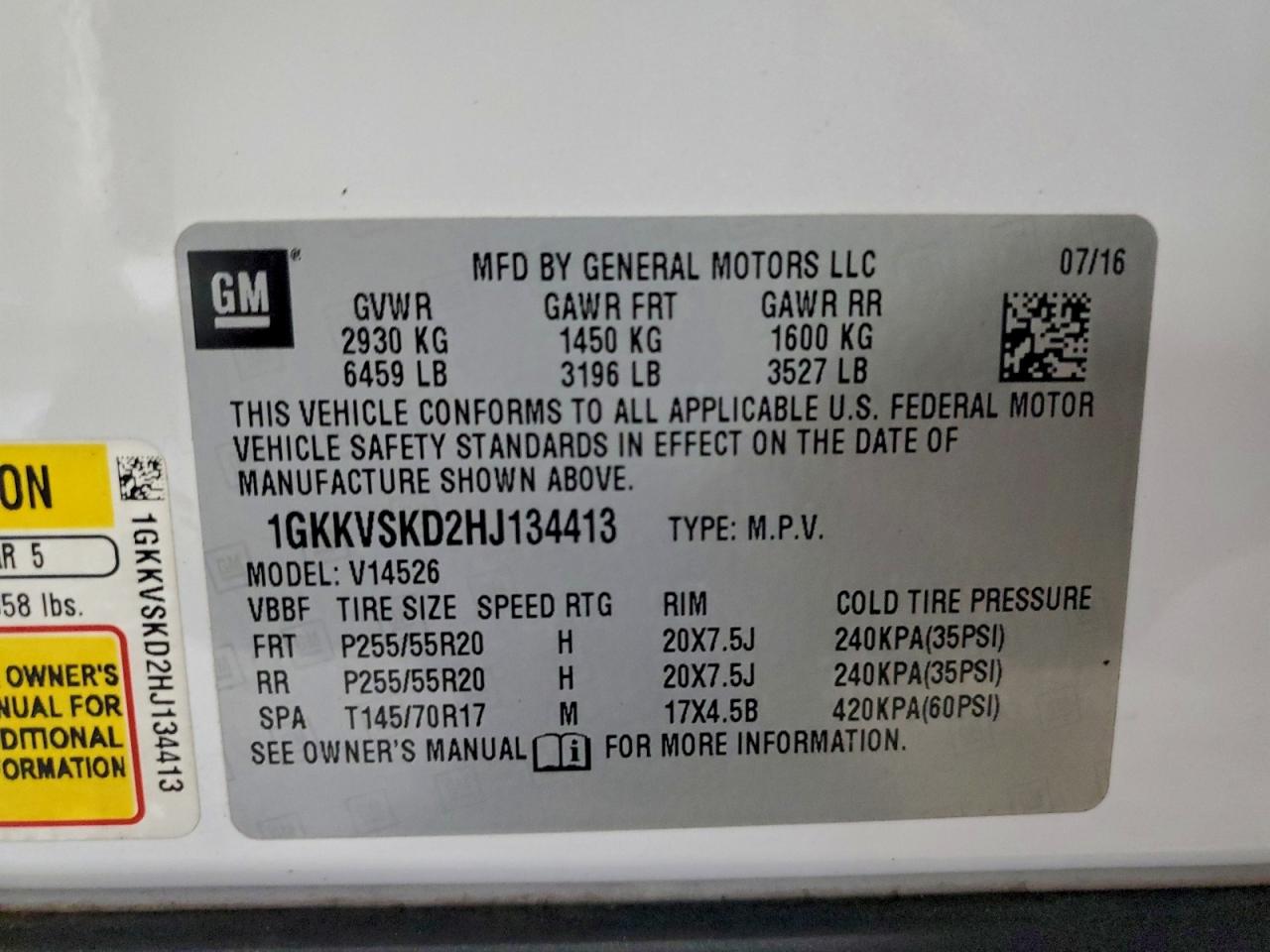 2017 GMC Acadia Limited Slt-2 VIN: 1GKKVSKD2HJ134413 Lot: 94275495