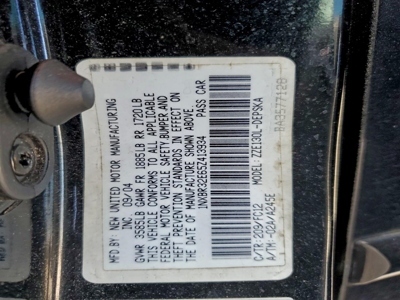 2005 Toyota Corolla Ce VIN: 1NXBR32E65Z413934 Lot: 94107065