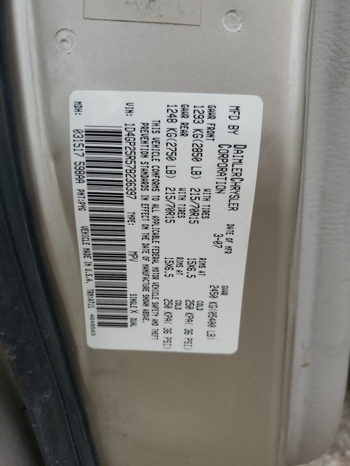 2007 Dodge Caravan Se VIN: 1D4GP25R57B236397 Lot: 92666535