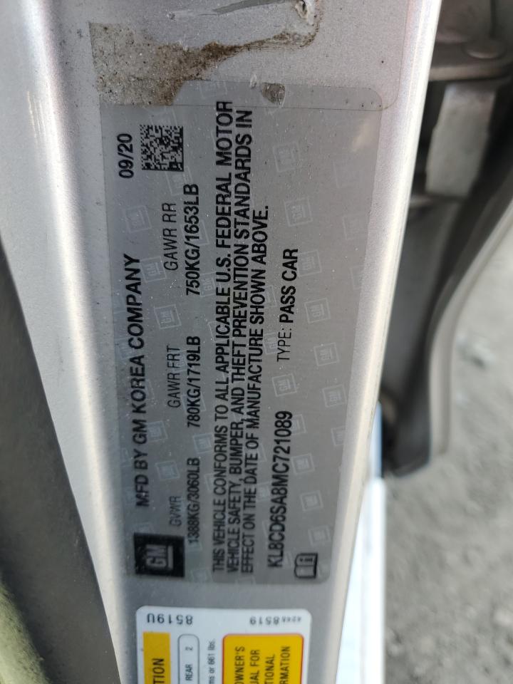 2021 Chevrolet Spark 1Lt VIN: KL8CD6SA8MC721089 Lot: 92675675