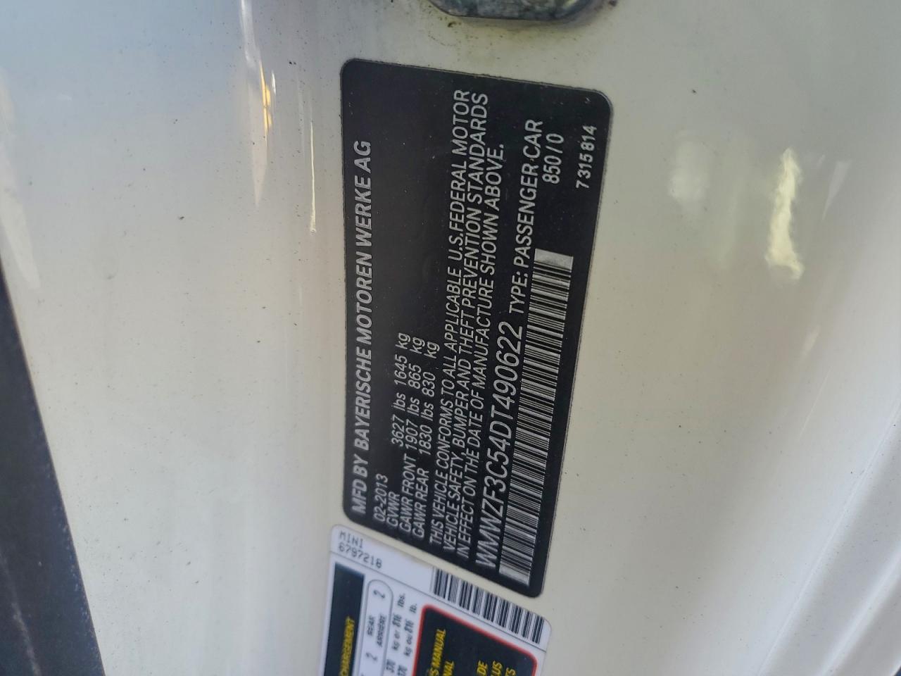 2013 Mini Cooper Clubman VIN: WMWZF3C54DT490622 Lot: 93536145