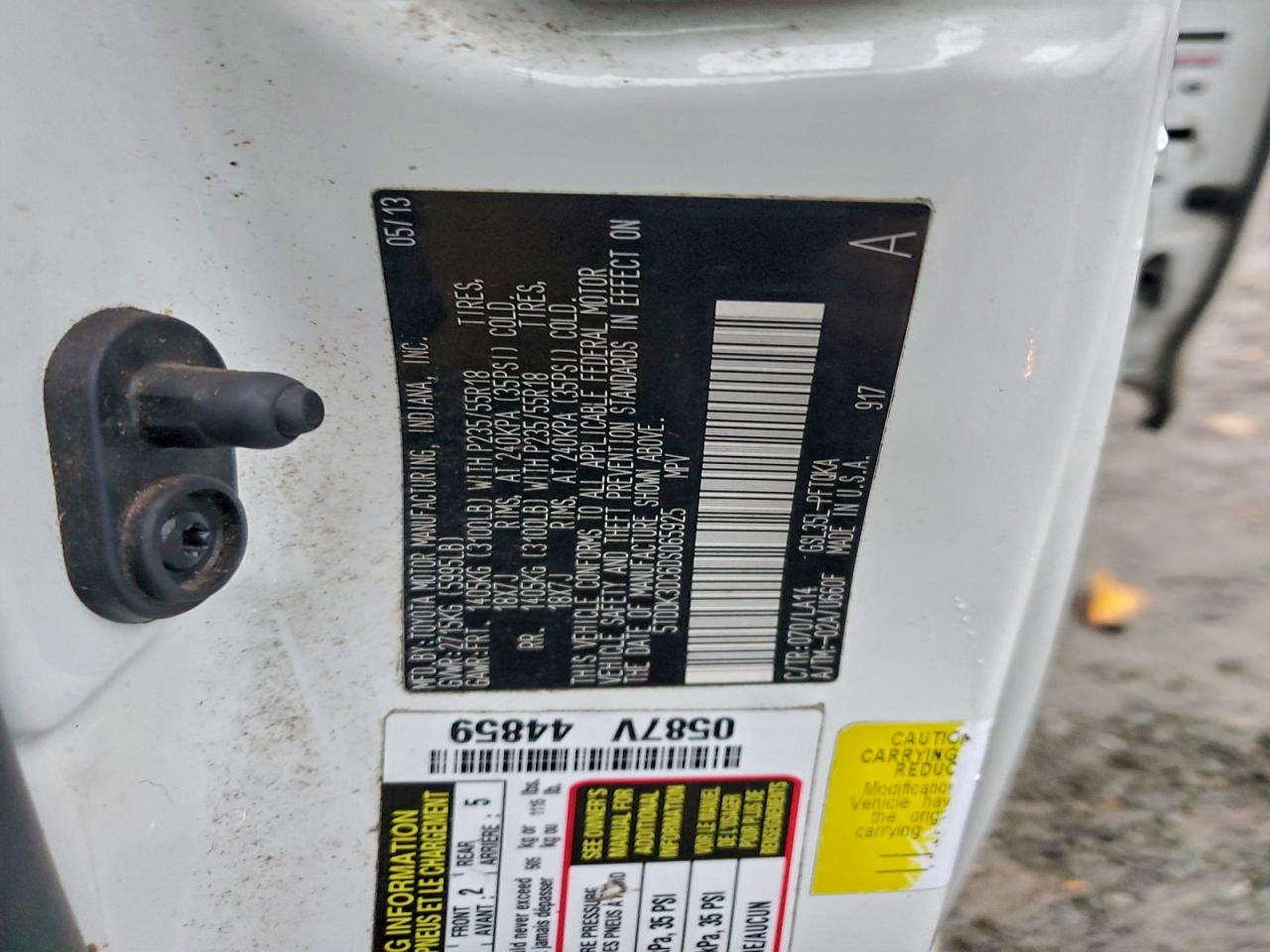 2013 Toyota Sienna Xle VIN: 5TDDK3DC6DS065925 Lot: 93751035