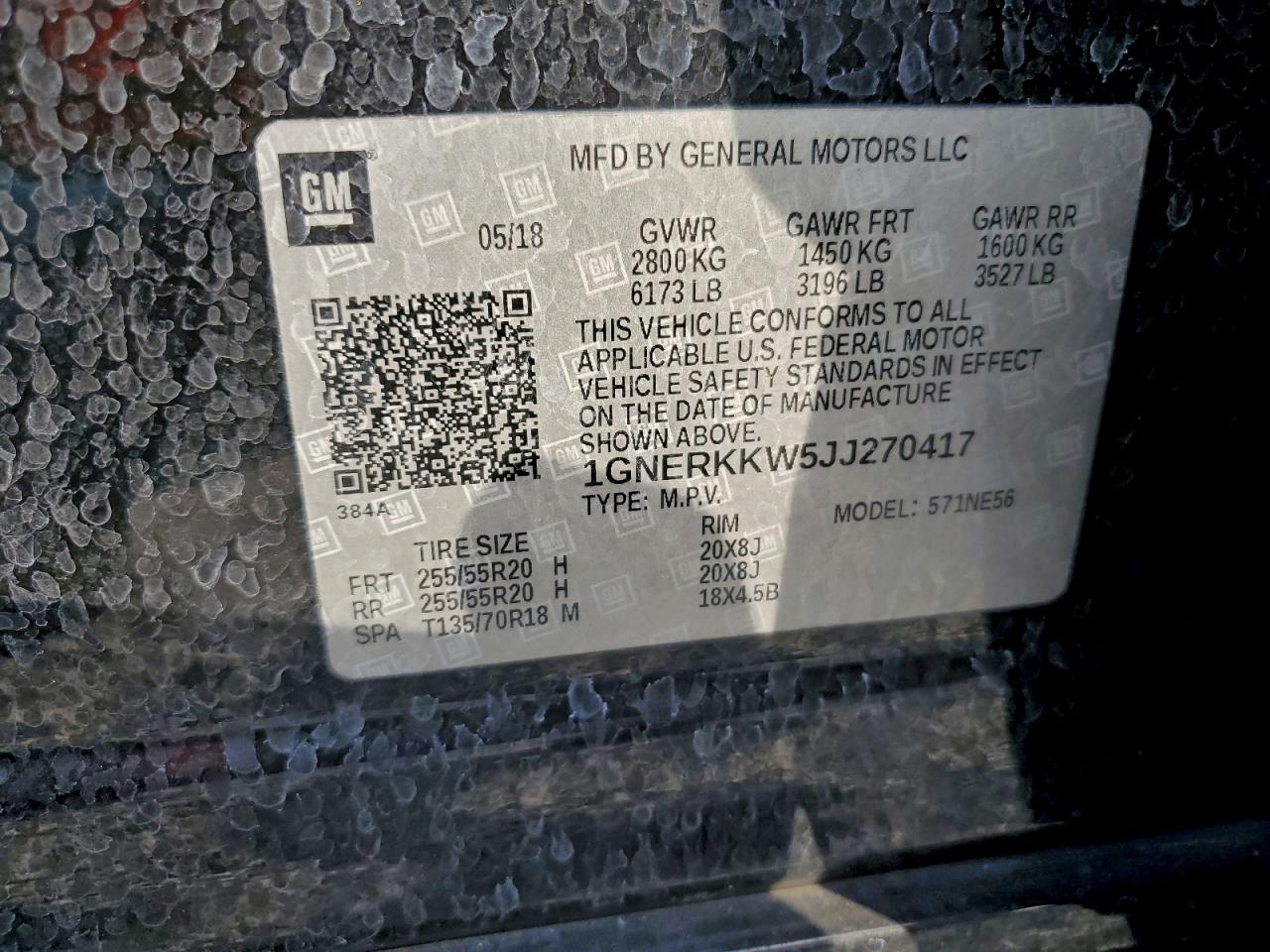 2018 Chevrolet Traverse Premier VIN: 1GNERKKW5JJ270417 Lot: 94392805