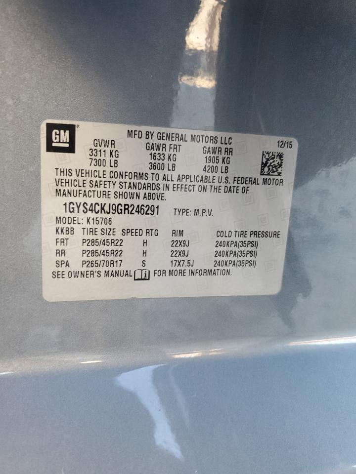 2016 Cadillac Escalade Premium VIN: 1GYS4CKJ9GR246291 Lot: 92811115
