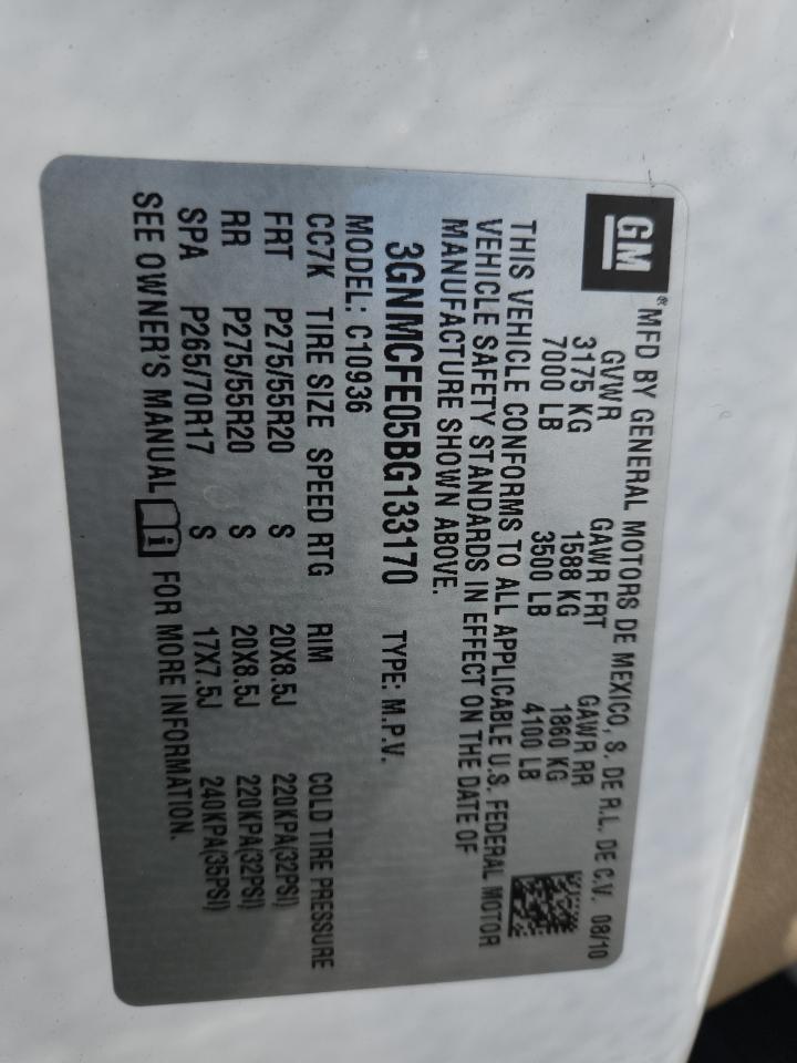 2011 Chevrolet Avalanche Lt VIN: 3GNMCFE05BG133170 Lot: 91229425