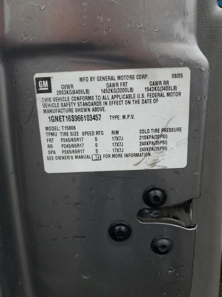 2006 Chevrolet Trailblazer Ext Ls VIN: 1GNET16S966103457 Lot: 93492405