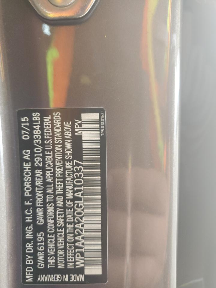 2016 Porsche Cayenne VIN: WP1AA2A20GLA10337 Lot: 90691655