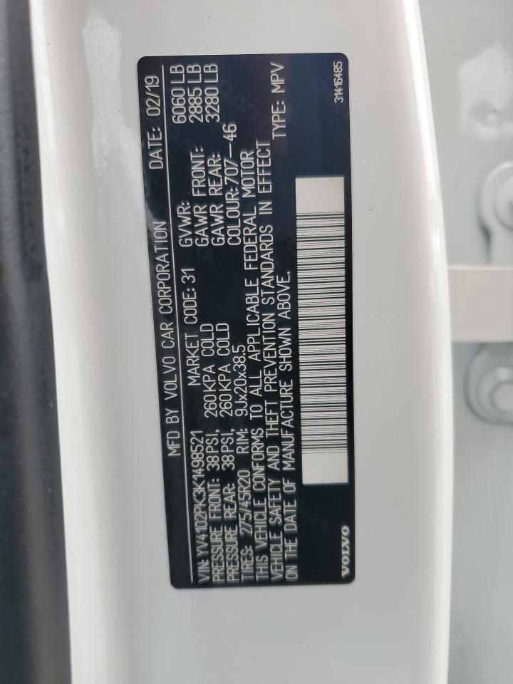 2019 Volvo Xc90 T5 Momentum VIN: YV4102PK3K1498521 Lot: 93935035