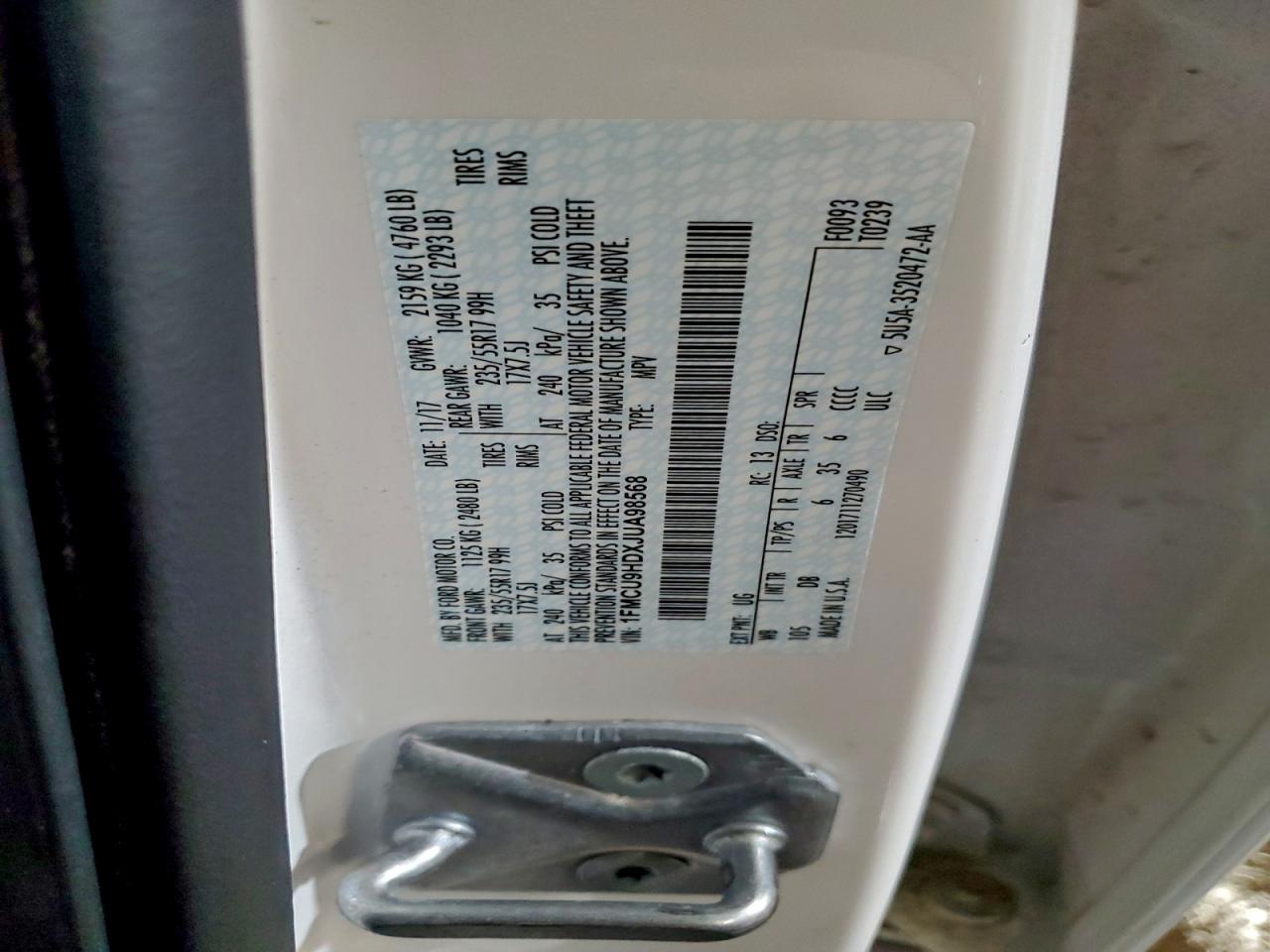 2018 Ford Escape Sel VIN: 1FMCU9HDXJUA98568 Lot: 93605865